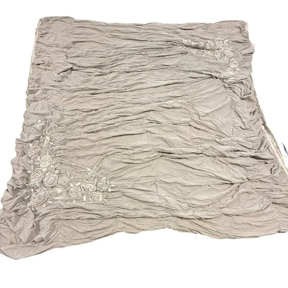 Soft Surroundings Embroidered Reversible Comforter King Size Bedding Cotton Gray